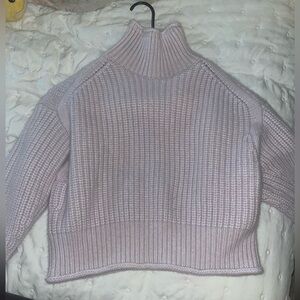 Women's White Cropped Turtleneck Sweater